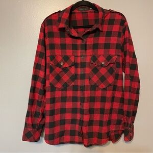 Sanctuary @ Anthropologie Buffalo Check Flannel Snap Up Roll Sleeve Plaid Shirt